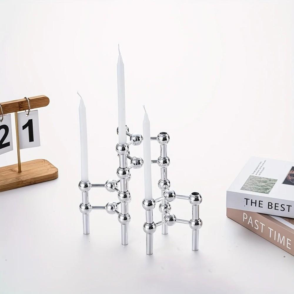 Nordic Style Candle Holder Metal Molecular Structure Triangle Candlestick Gift