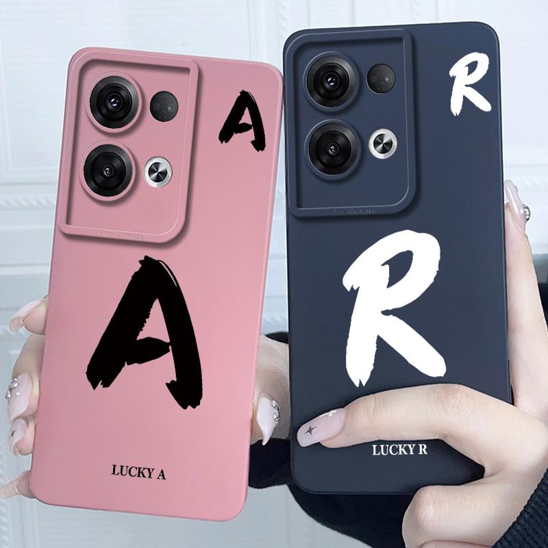 Для OPPO Reno 8 Pro 5G Reno8 Reno8 Pro Plus Ударопрочный Чехол для Телефона Счастливая Первая Буква Чехол Силиконовый Мягкий Матовый Задняя Крышка