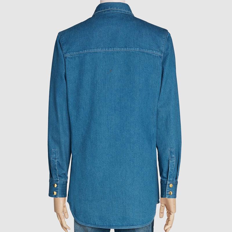 Gucci Джинсовая рубашка с длинным рукавом и веб-деталями 626480-XDBCG-4447
