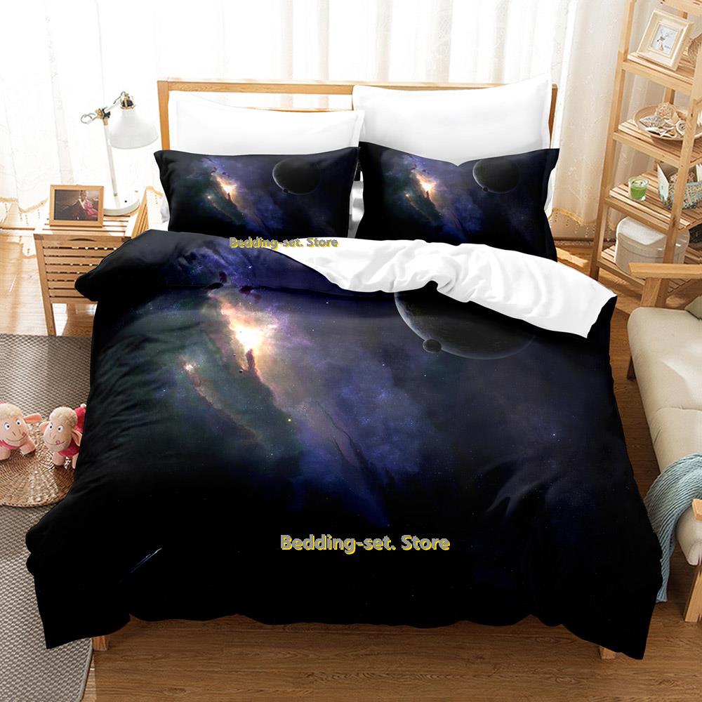 Комплект постельного белья Planets Single Twin Full Queen King Size Bed Set Adult Kid Bedroom Duvetcover Sets Outside Space Universe Bed