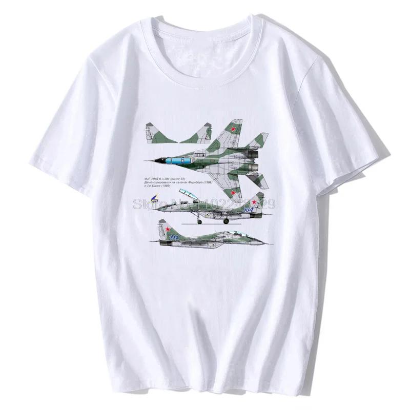 Russian Air Force MiG-29 Fulcrum Jet Fighter Printed T-Shirt Summer Cotton Short Sleeve O-Neck T-shirt Oversize Streetwear