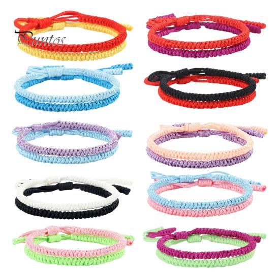 2 шт. Браслеты дружбы, сплетенные вручную, плетеные веревки, регулируемые, плетеные, символические цвета для значимого единства, символ благословения, связи, запястье