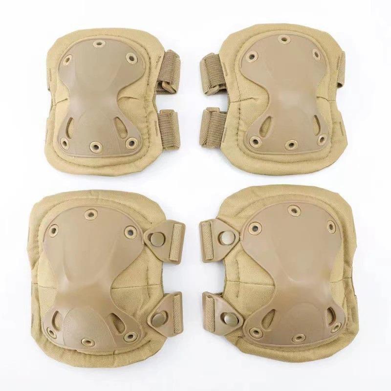 4Pcs/Set Elbow Knee Pads Outdoor Tactical Protective Gear Sports Cycling Hiking Safety Knee Brace Men CS Hunting Knee Support