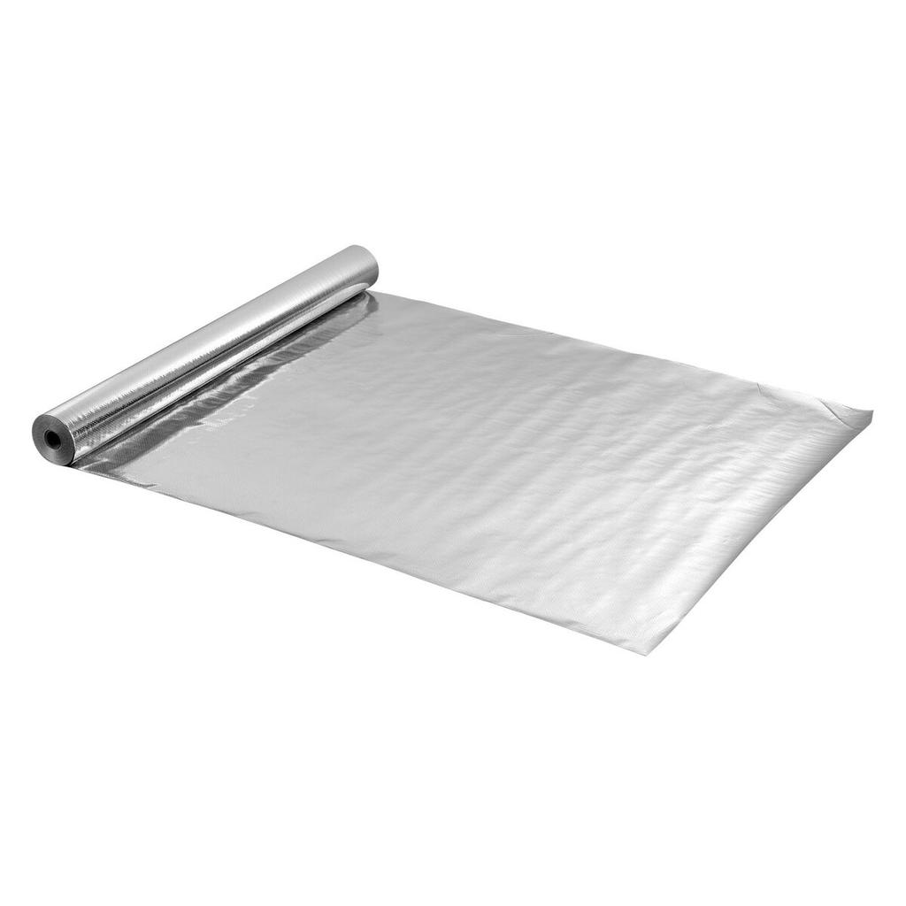 Double Reflective Insulation Roll, Perforated Woven Fabric Radiant Barrier, 0.15mm 38.1 m x 1.22 m, Double-Sided Aluminum Foil Heat Reflective Shield,