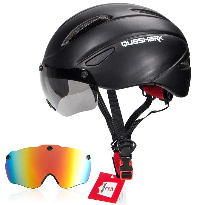 Queshark Велосипедный шлем со съемными линзами, MTB велосипедный шлем для мужчин и женщин, защитная крышка для езды на велосипеде S, размер 52-58 см