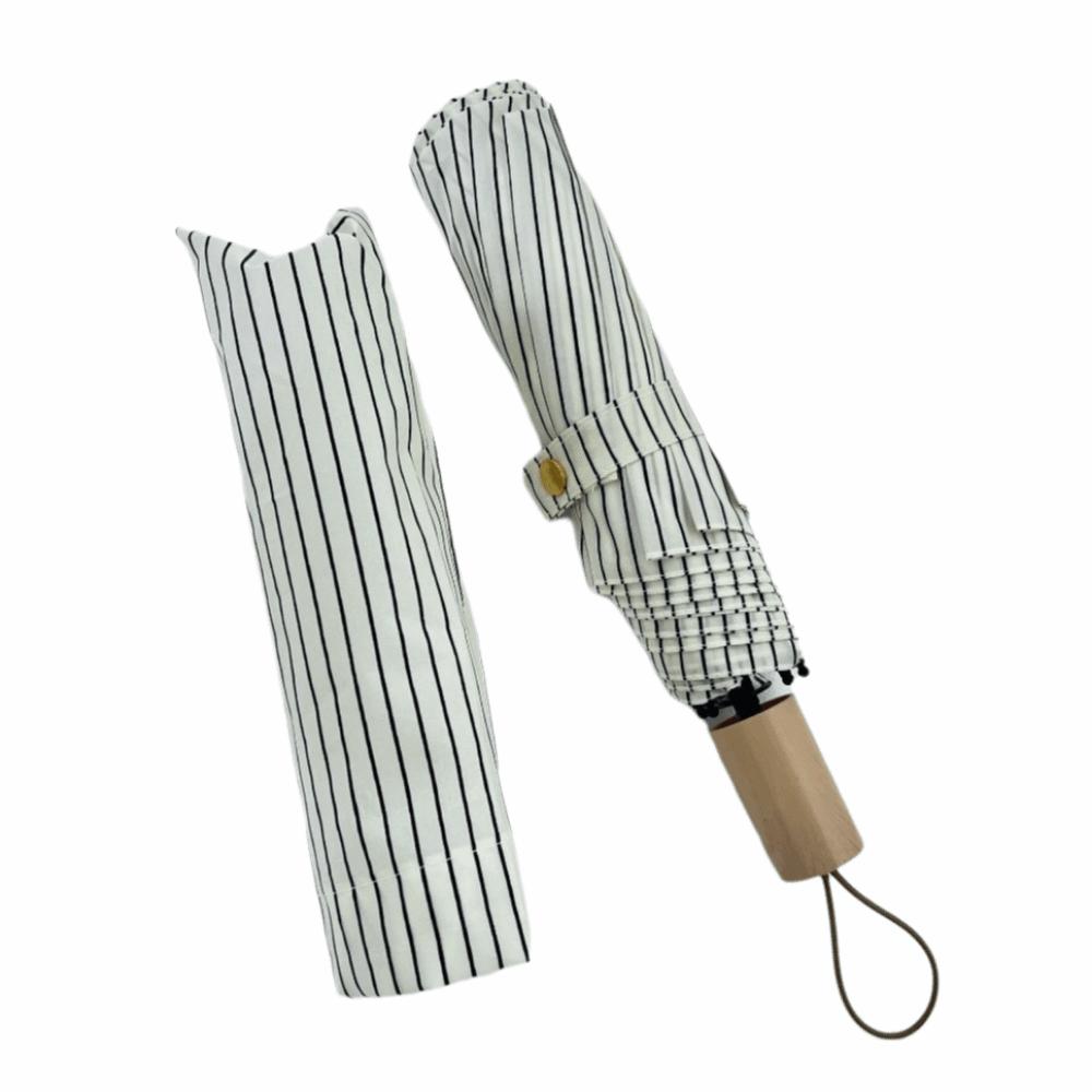 INS Striped Folding Umbrella Sun Rain Dual-Use Hand Operated Parasol  Beach Use