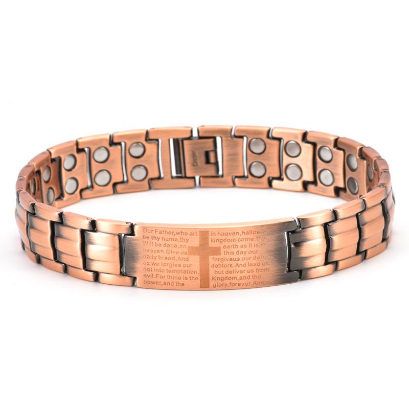 Браслет мужской из красной меди с двойным рядом магнитов 'Орел'