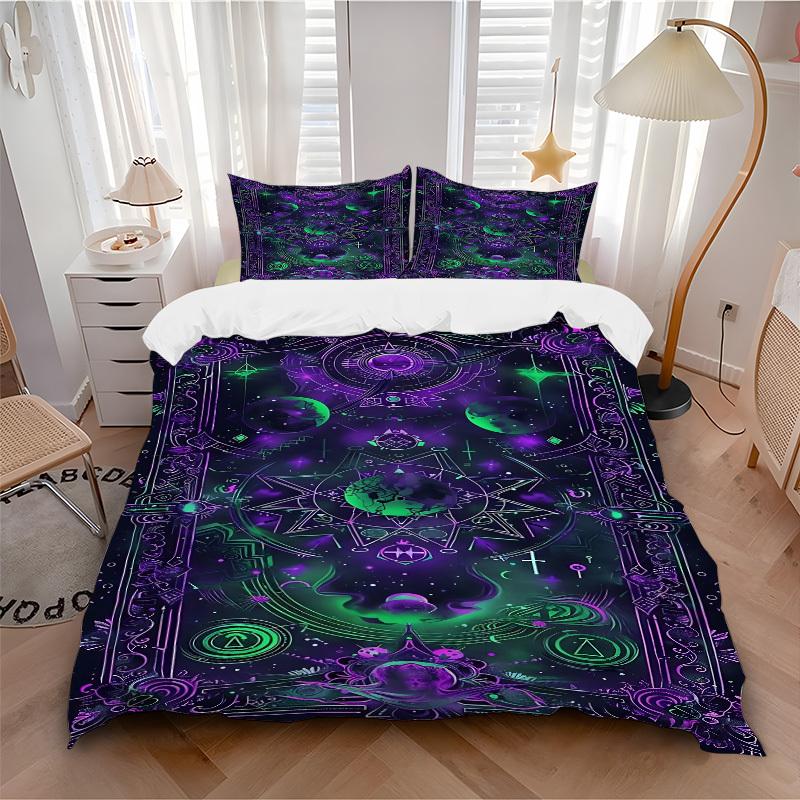 3pcs Cosmic Mandala Bedding Set, Includes 1 Comforter + 2 Pillowcases, Without Pillow Inserts, Soft Comfortable, Lightweight Breathable053