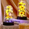 Artificial Eternal Sunflower LED Light Night Light Beauty In Glass Gold Foil Flower Valentine's Day Gift Enchanted Fairy Lights
