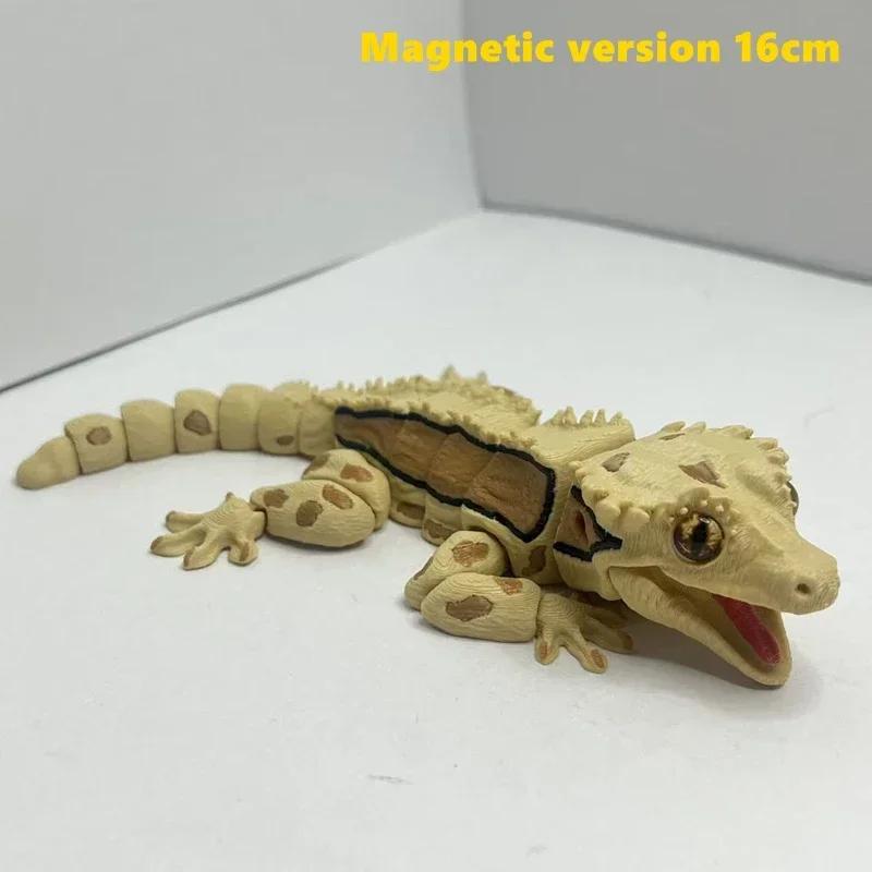 3D-печатная фигурка гребенчатого геккона с подвижными суставами, ящерица, магнит на холодильник, настольное украшение, декор для дома и офиса, для любителей рептилий