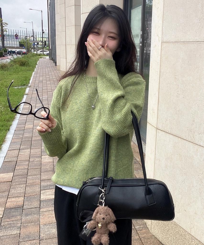 BLOND9 Wool Blended Rib Knit_Green