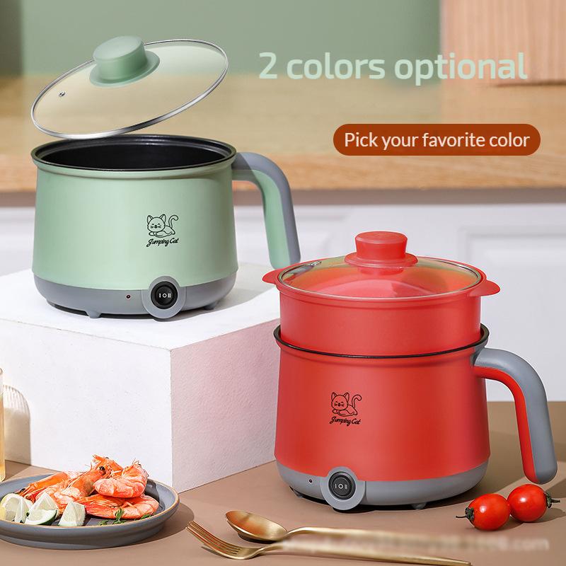 1,8 л электрическая кастрюля с пароваркой, портативная кастрюля, многофункциональная рамэн-варка с антипригарным покрытием для яиц, супа, овсянки, стейка, пельменей