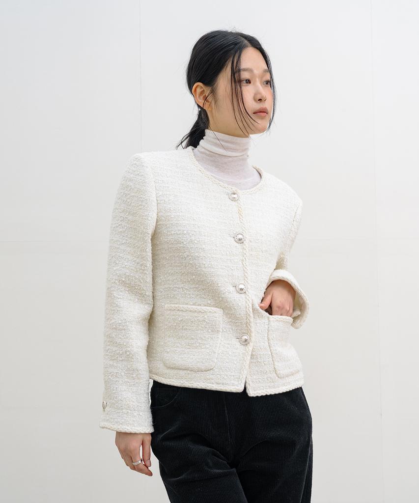 Cluny Glowline Wool Tweed Jacket - White