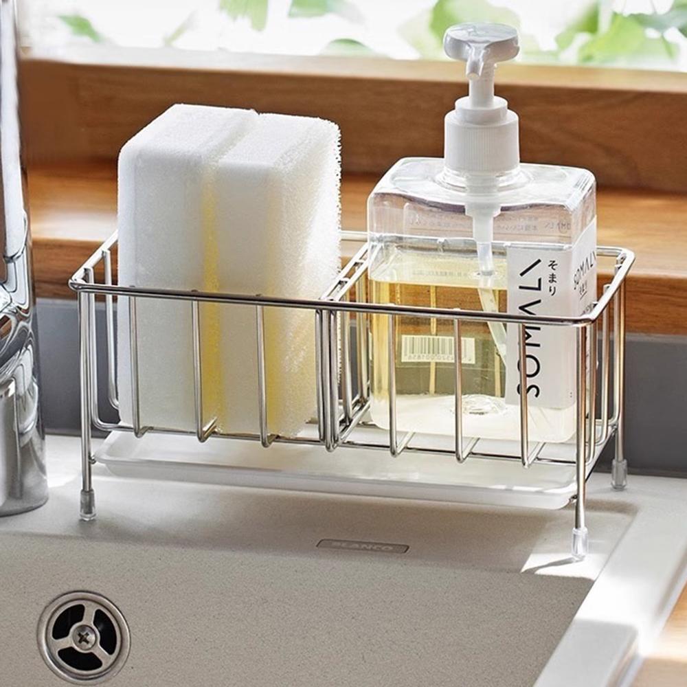 1 Подставка для сушки посуды из нержавеющей стали, Регулируемая бытовая полка для хранения над раковиной, Подходит для кухни, ванной комнаты, Хранение губок