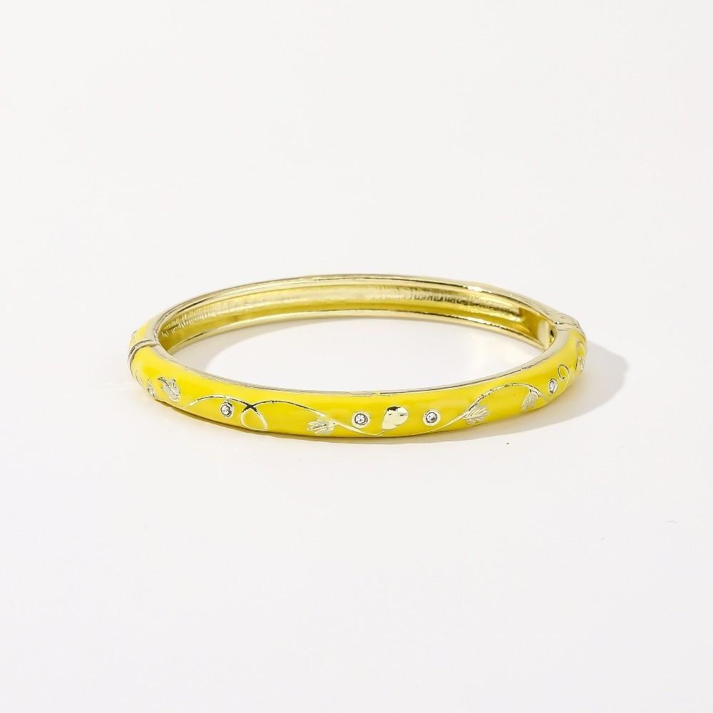 Small Floral Chinese Flower Bangle Enamel Women's Hand Bracelet Vintage Cloisonne Bangle Ladies