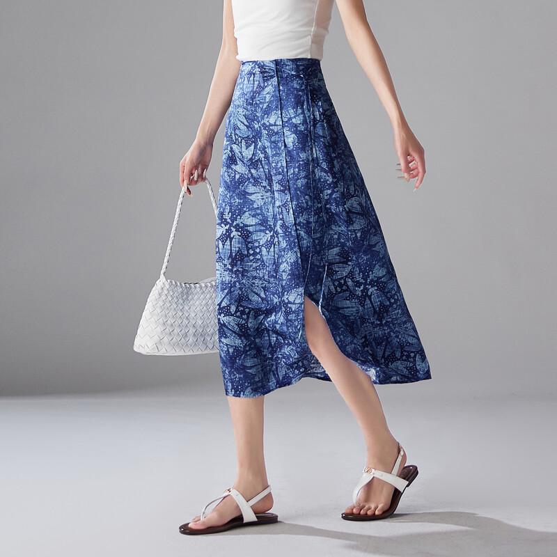 SOFSIL 2026 Summer Silk Blend Print Midi Skirt