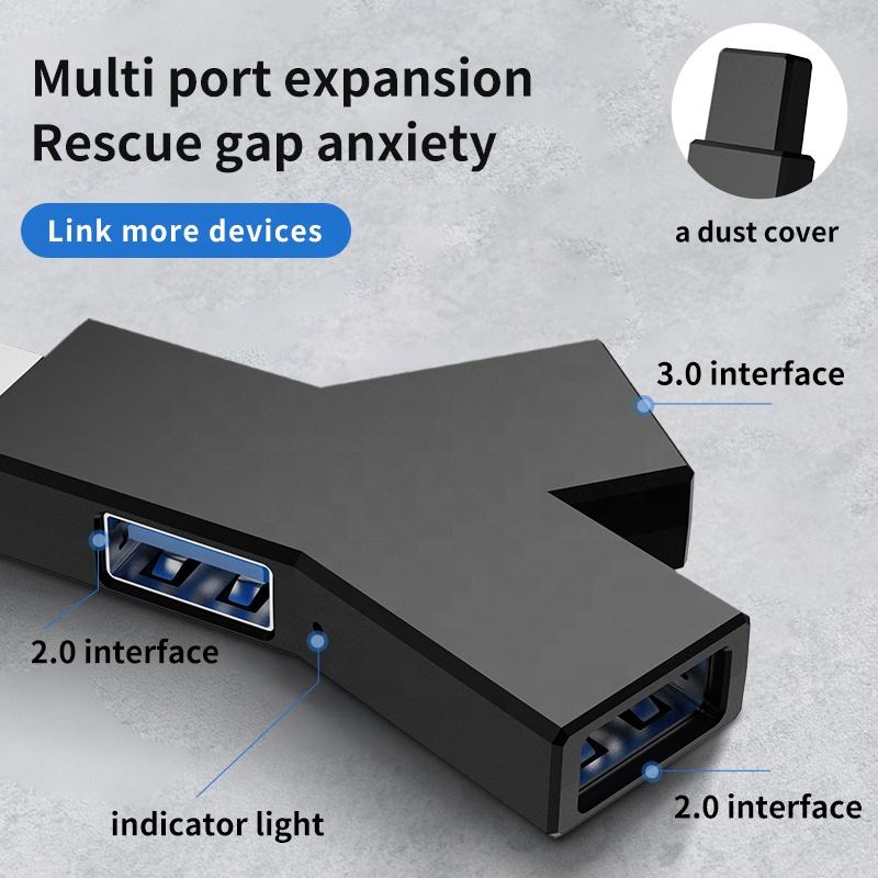 Мини Y-образный портативный Type-c3.1 3-портовый разветвитель USB3.0 Inline 2.0HUB удлинитель-концентратор