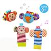4 шт./компл. Спутник Просветления для Роста Младенца Souptoys Детские игрушки Дизайн мультяшных животных Животные носки-погремушки на запястье Высокое качество