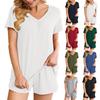 2 шт./комплект, женская летняя пижама, костюм с V-образным вырезом и коротким рукавом, комплект домашней одежды, топ и шорты, комплект свободных шорт, повседневный спортивный наряд