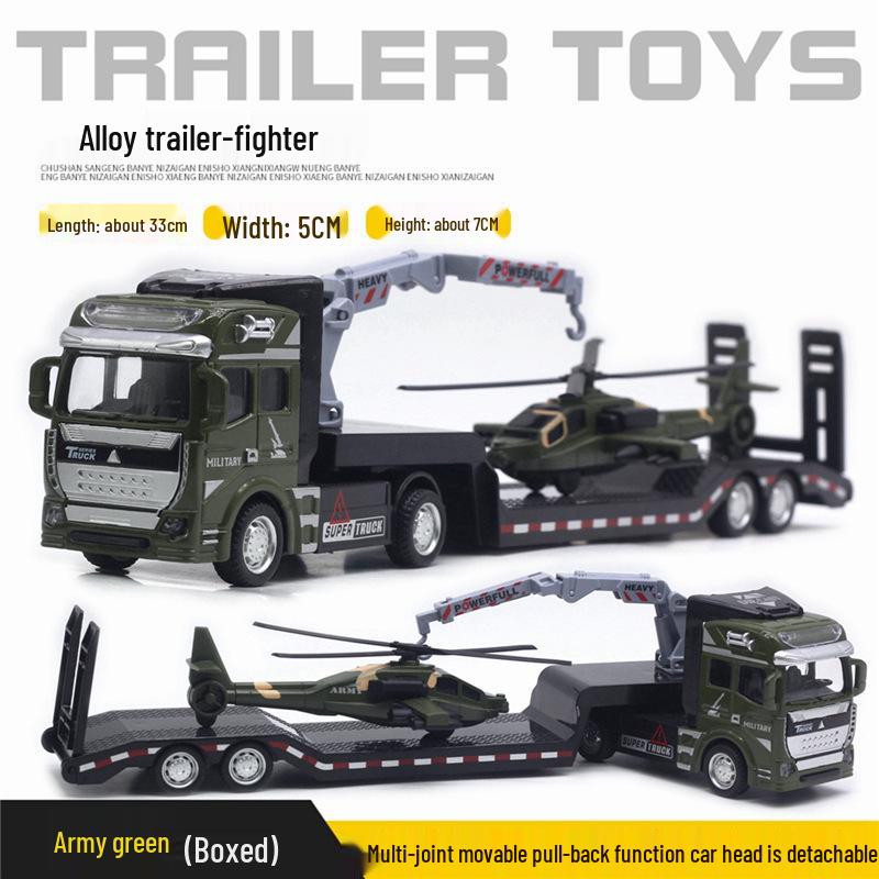 Children's Alloy Transport Toy: Pull-Back Fire Truck, Trailer, Tank & Excavator