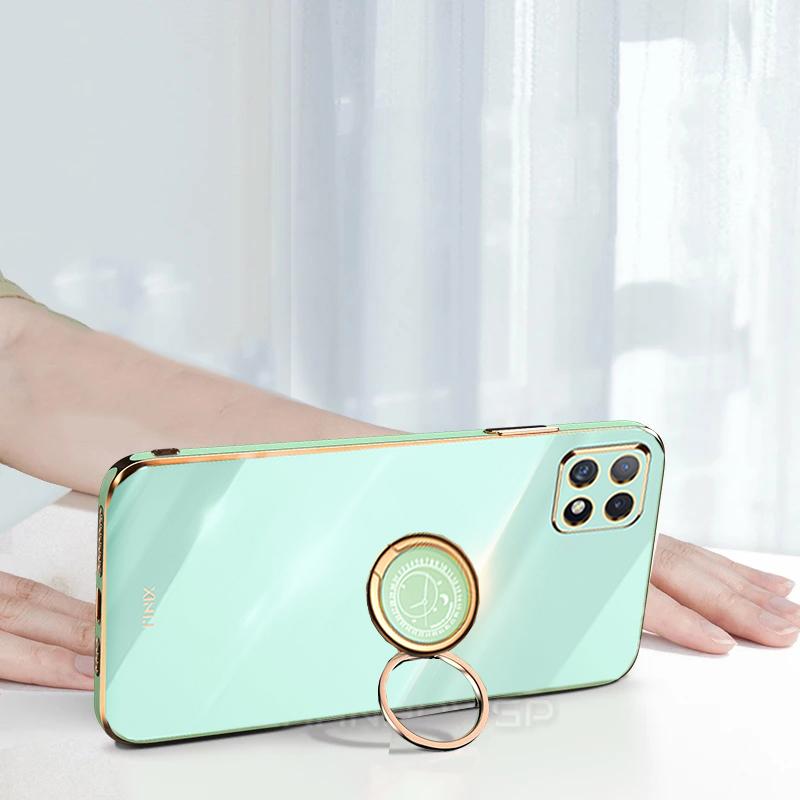 Luxury Plating Ring Holder Soft Silicone Case For Xiaomi Redmi Note 11 Pro 10 10T 10S 9S 9 8 7 9T 9A Poco M3 X3 NFC F3 GT Lens Protection Stand Cover