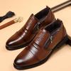 Men's Vintage Leather Shoes Leather Buckle Strap Punk Ankle Boots Pointed Toe Motorcycle Leather Shoes Size 39-48