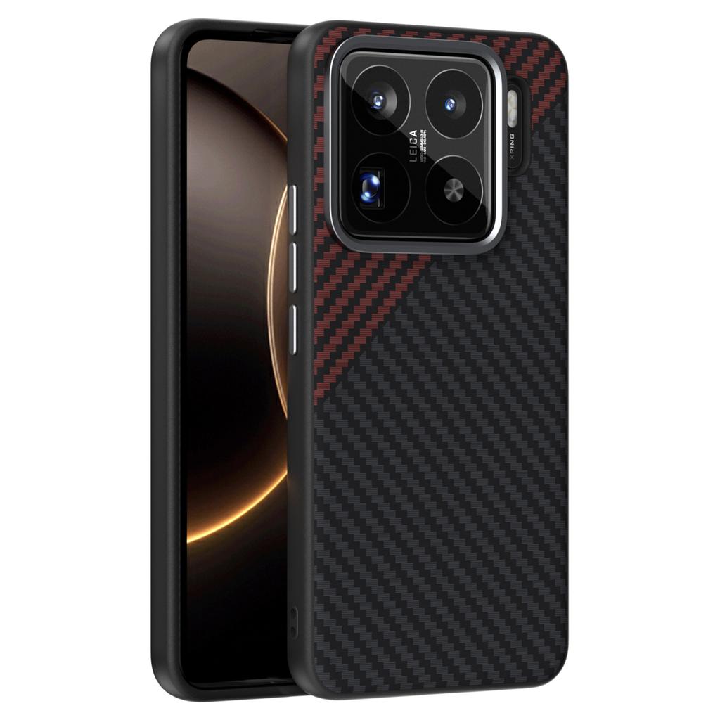 ABEEL Чехол для Xiaomi 15S Pro, совместимый с MagSafe, задняя крышка с текстурой углеродного волокна