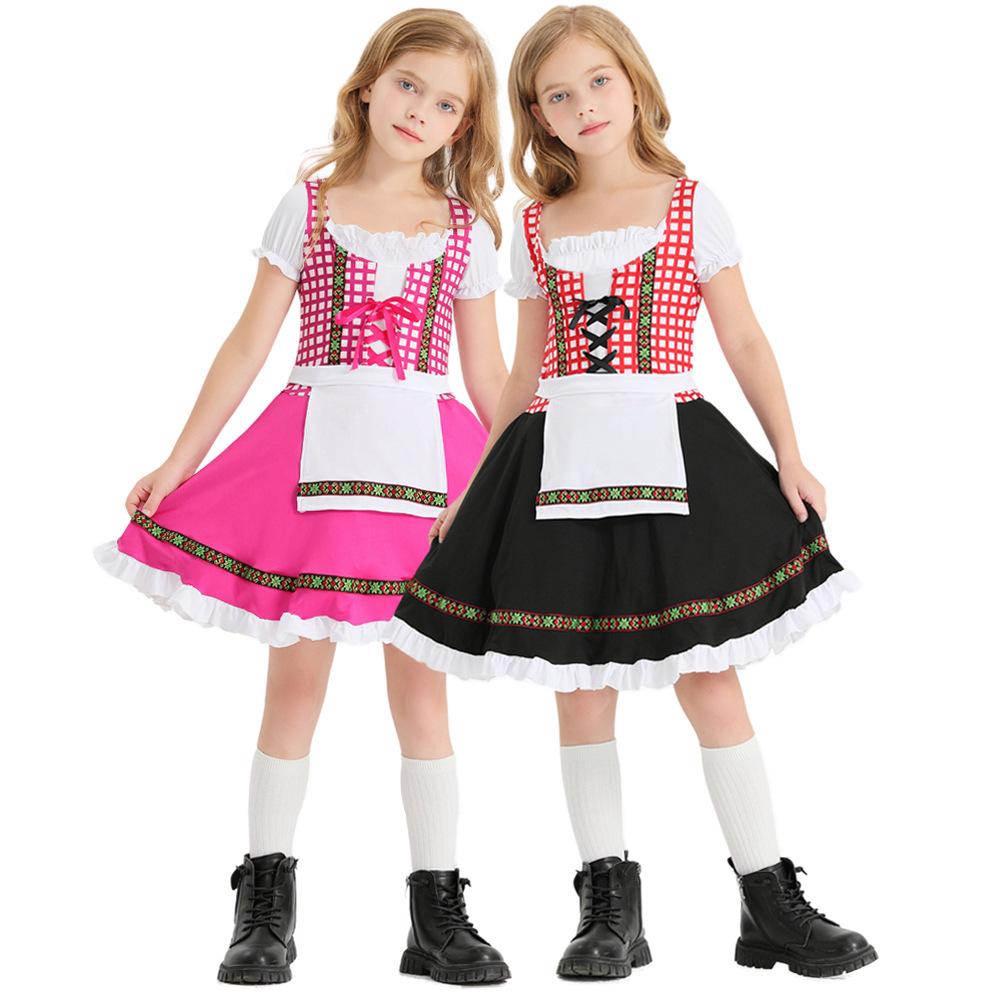 Oktoberfest Bavarian Traditional Festival Girls Beer Costume Children Party Maid Cosplay Dirndl Dress