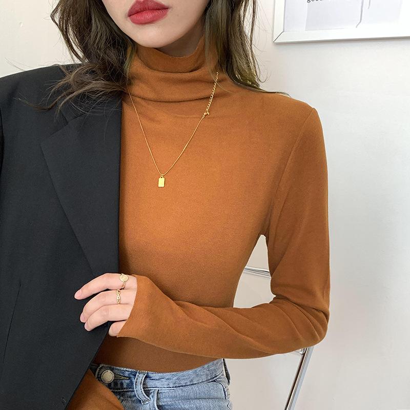 Женская рубашка из немецкого бархата с воротником-получерепахой, универсальная, на осень и зиму, с длинными рукавами, облегающий белый бархатный топ из белого бархата