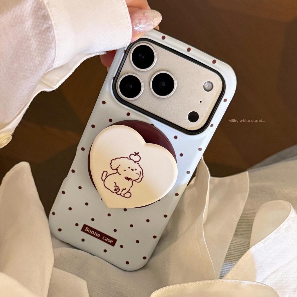 Синий чехол для iPhone 17PM в горошек с магнитной подставкой; Совместимо с iPhone 14/15 и 16.