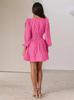 Polyester Pleated Dress With Ruffle Details For Elegant Office Wear
