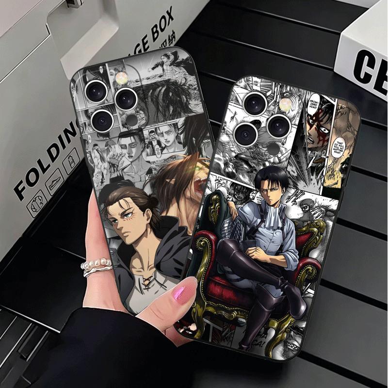 A-Атака Титанов Аниме Мягкий Чехол для Телефона для iPhone 16 16E 17 Air 15 Pro Max 14 Plus 13 Mini 11 12 7 Черный Чехол Задняя Панель