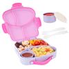 Cute plastic children's lunch box, food container with compartments, portable bento box suitable for children's office students