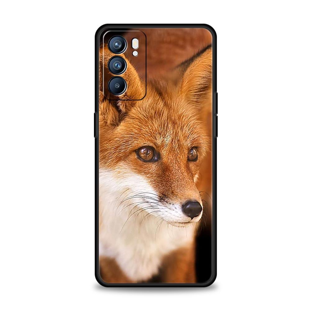 Милый подарочный мягкий чехол для телефона Red Fox для Oppo Find X5 A54 A53 A52 A9 2020 A15 A95 A16 A76 A74 A12 Reno7 SE Reno6 Pro 5G черный чехол