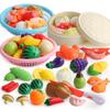 Children'S Simulation Play House Kitchen Toys Fruit Vegetables Seafood Early Education Velcro Cut Cut Music Cut Watch
