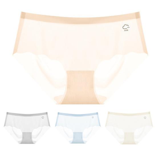 Women Underpants Ultrathin Seamless Ice SIlk Solid Color Low Waist Quick-drying Moisture-wicking Elastic Lady Briefs