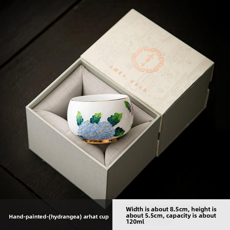 Высококлассная расписанная вручную мастер-чашка керамическая чайная чашка креативная гортензия белый фарфор чашка архата набор для чая кунг-фу персональная чайная пиала