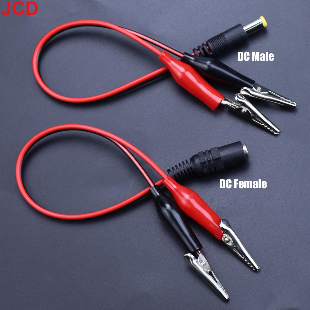 JCD 1pcs 2 Alligator Clip To 1 Male or Female DC Power Plug Connector Adapter 25CM Wire DC 5.5*2.1mm Clips Crocodile Test Leads