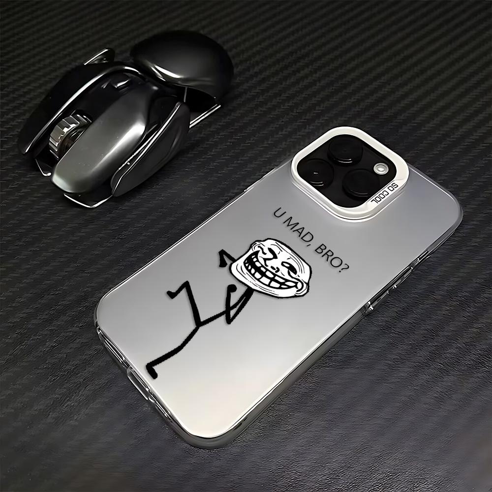 Смешной мем Trollface Чехол для телефона Для iPhone 17 16e 16 15 14 13 12 11 mini Pro Max X XR XSMAX 8 7 Air Plus Противоударный Матовый