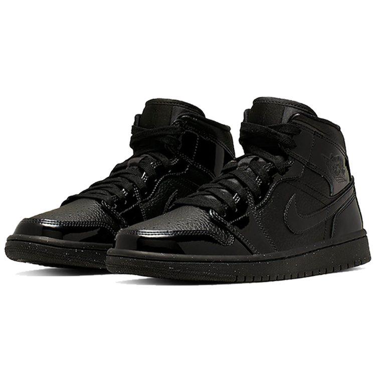 Jordan 1 Женские кроссовки Mid Patent Triple Black BQ6472-003