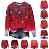 Женская толстовка с рождественским принтом, с длинным рукавом и круглым вырезом, свободный топ