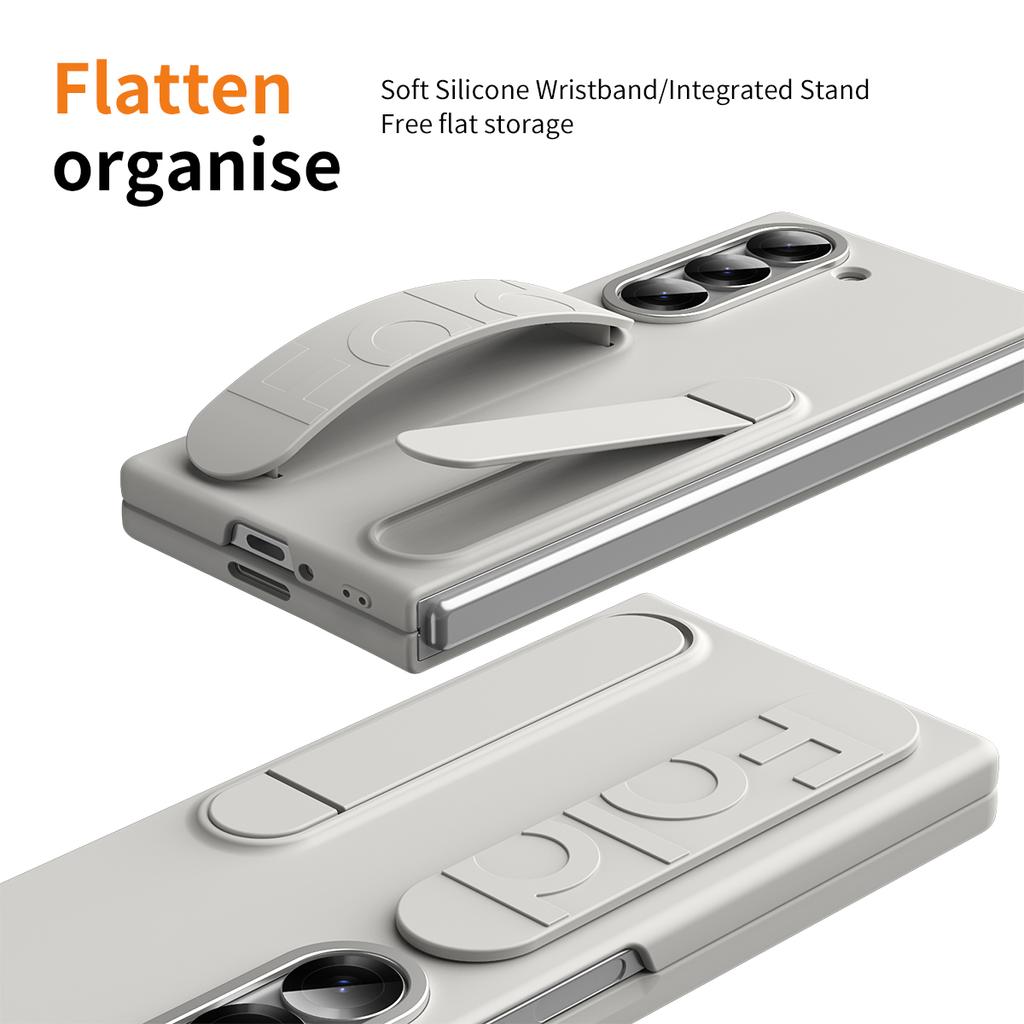 Wristband Foldable Stand Funda for Samsung Galaxy Z Fold 7 6 5 4 Fold6 5G Case Front Glass Lens Protection PC Plastic Cover Capa