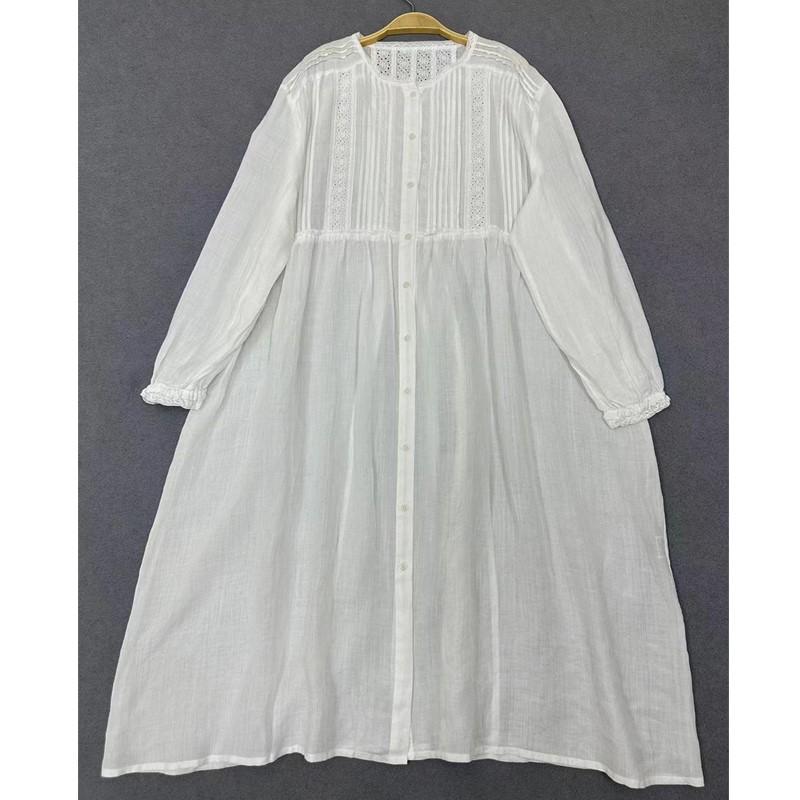 Johnature Японские осенние гофрированные кружевные платья с длинными рукавами, винтажное повседневное свободное простое женское платье