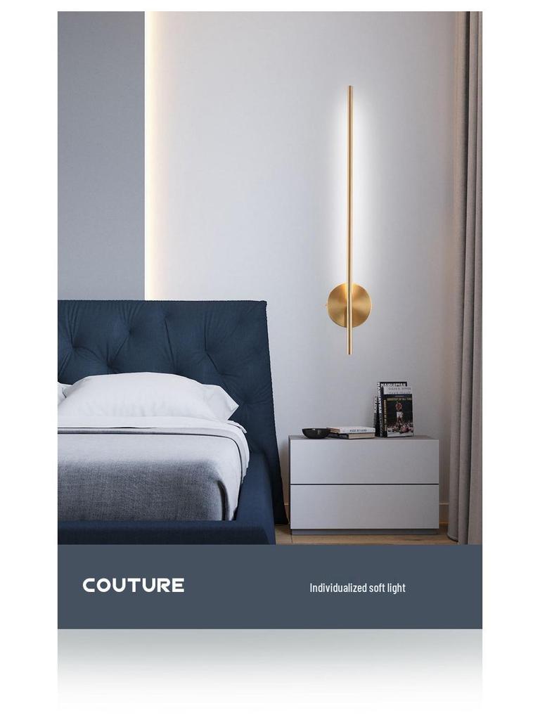 Nordic All-Copper Modern Wall Light for Vanity, Bedside, Living Room, or Aisle.