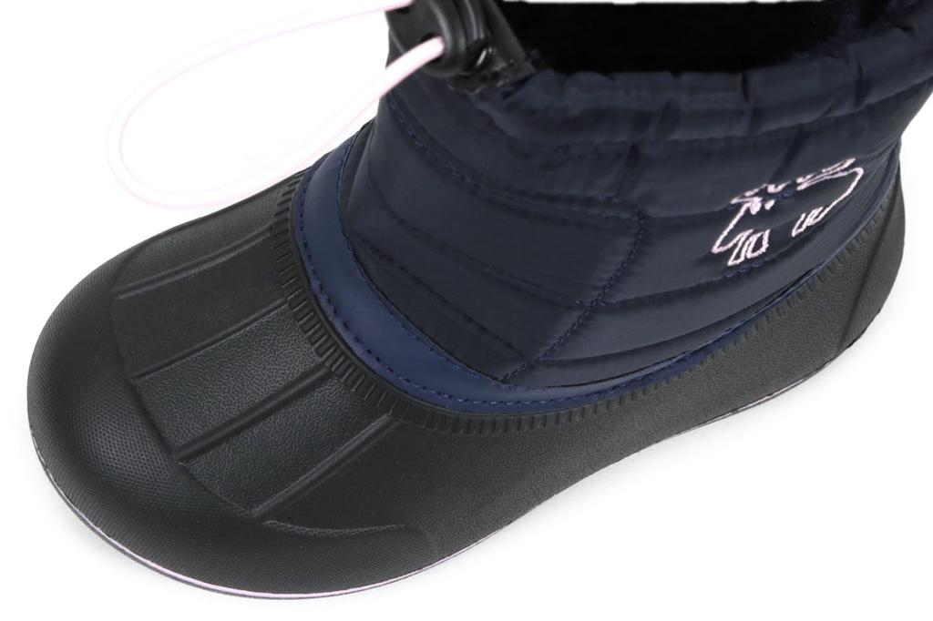 Mozu Bean Down Boots with Inner Boa and Elastic Cuffs, Winter Boots, Kids' Size, Navy, 16.0 cm