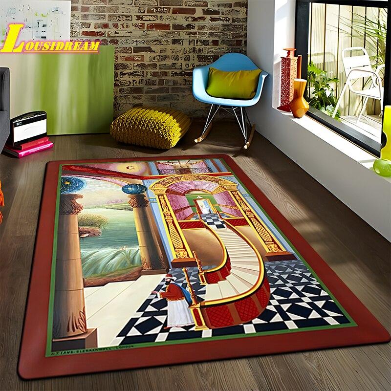 Freemason Illuminati Fashion Print Rug Home Decor Rug Anti-Slip Rug Living Room Bedroom Kitchen Bathroom Balcony Floor Mats