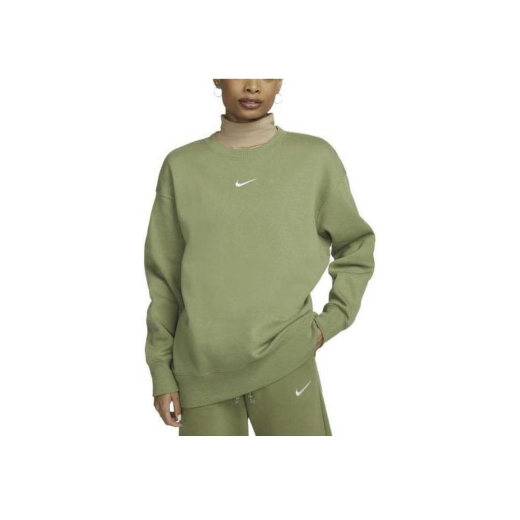 Nike Спортивная одежда Phoenix Fleece Solid Logo Print Crewneck Long Sleeve Sweatshirt Women Hoody-Green DQ5734-334
