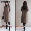 Women Mid-length Solid Woolen Coats Office Lady Fall Winter Warm Loose Jackets Female Long-sleeved Turn-down Collar Coats