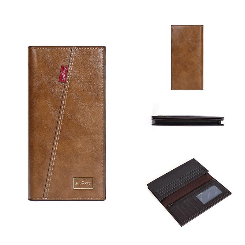 Baellerry Кошельки с RFID-защитой, винтажный дизайн, мужской держатель для карт, двойной длинный кошелек, кошелек