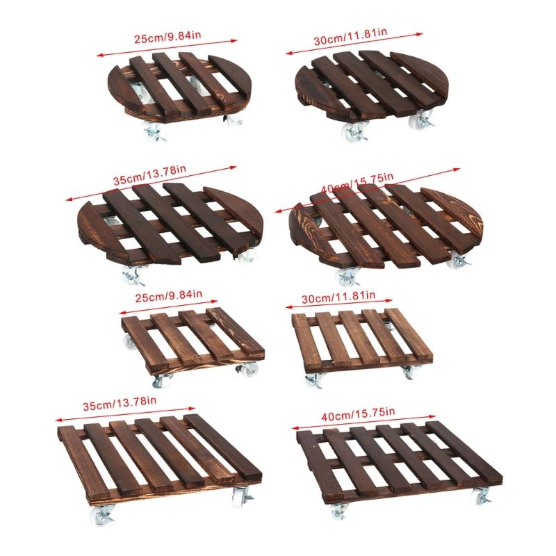 Multiple Use Outdoor Wood Planter Base Swivel Wheel Design Weatherproof Construction For Effortlessly Plant Movements